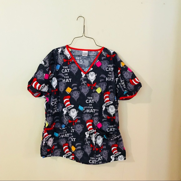 Tops Dr Seuss Cat In The Hat Scrub Top Poshmark